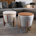 Ver imagem 1 de Puff Decorativo Baú Flex Tampo para Mesa Centro Linho Claro