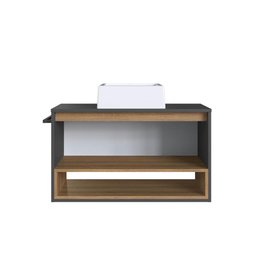Gabinete de Banheiro Suspenso 80cm com 1nicho 1toalheiro 1porta Bh8060 Mel/grafite com Cuba - 5