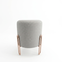 Ver imagem 1 de Puff Banqueta Decorativo com Base de Metal Ferro e Tecido em Linho - Cinza/Bronze