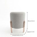 Ver imagem 3 de Puff Banqueta Decorativo com Base de Metal Ferro e Tecido em Linho - Cinza/Bronze