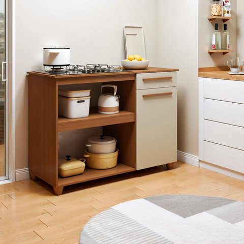 Balcão Cooktop 5 Bocas 1 Porta 1 Gaveta Chicago