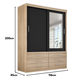 Guarda Roupa Solteiro Capri 2 Portas 6 Gavetas com Espelho - 5