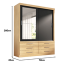 Ver imagem 4 de Guarda-Roupa Solteiro 2 Portas 6 Gavetas com Espelho Capri