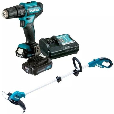COMBO MAKITA PARAFUSADEIRA IMPACTO + APARADOR DE GRAMA 12V 2AMP