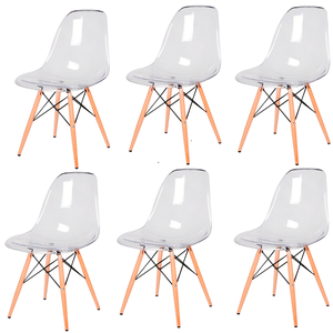 Cadeira Transparente Eiffel Eames Base Madeira Incolor 130pc Quantidade:6