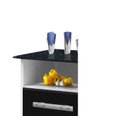 Ver imagem 2 de Aparador Gaveteiro Aç; 4 Gavetas com Rodinhas Balcão Cor Branco com Preto Marmorizado Passe