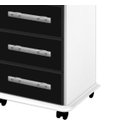 Ver imagem 3 de Aparador Gaveteiro Aç; 4 Gavetas com Rodinhas Balcão Cor Branco com Preto Marmorizado Passe