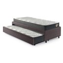 Ver imagem 1 de Bicama Box Solteiro Courino Linho Marrom 88x188 com Dois Colchões Adapto Molas Ensacadas Ecoflex