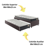 Bicama Box Solteiro Courino Linho Marrom 88x188 com Dois Colchões Adapto Molas Ensacadas Ecoflex - 9