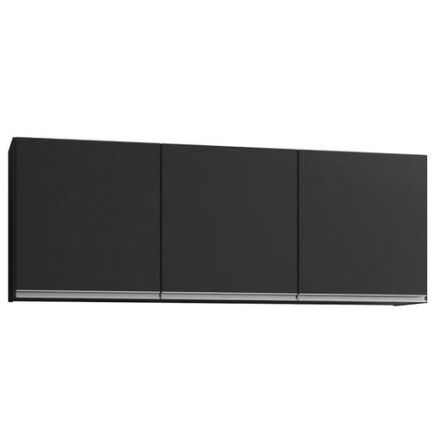 Armário Aéreo 150cm 3 Portas Argélia Preto - Lumil