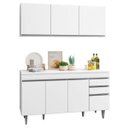 Ver imagem 1 de Armário Aéreo Argélia e Balcão Gabinete de Pia com Tampo Marrocos 150cm Branco - Lumil