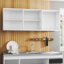 Ver imagem 4 de Armário Aéreo 150cm 3 Portas Argélia Branco/Preto - Lumil