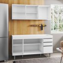 Ver imagem 3 de Armário Aéreo Argélia e Balcão Gabinete de Pia Marrocos 150cm Branco - Lumil