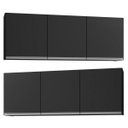 Ver imagem 3 de Kit 2 Armários Aéreos 150cm 3 Portas Argélia Preto - Lumil