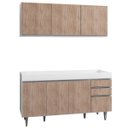 Ver imagem 1 de Armário Aéreo Argélia e Balcão Gabinete de Pia Marrocos 150cm Branco/Castanho - Lumil