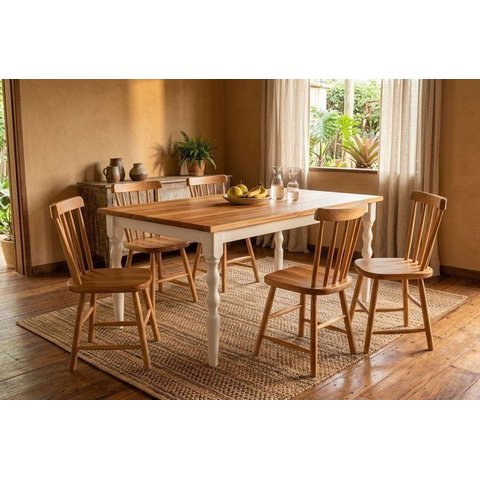 Conjunto Mesa Madeira Ciça c/4 Cadeiras em Madeira