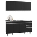 Ver imagem 1 de Armário Aéreo Argélia e Balcão Gabinete com Pia Inox Marrocos 150cm Preto - Lumil