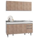 Ver imagem 2 de Armário Aéreo Argélia e Balcão Gabinete com Pia Inox Marrocos 150cm Branco/castanho - Lumil