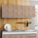 Ver imagem 2 de Kit 2 Armários Aéreos 150cm 3 Portas Argélia Branco/Castanho - Lumil