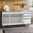 Ver imagem 4 de Balcão Gabinete com Pia Inox 150cm 4 Portas 2 Gavetas Marrocos Branco - Lumil