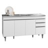 Balcão Gabinete com Pia Inox 150cm 4 Portas 2 Gavetas Marrocos Branco - Lumil - 2