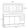 Balcão Gabinete com Pia Inox 150cm 4 Portas 2 Gavetas Marrocos Branco - Lumil - 5