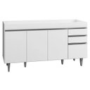 Ver imagem 3 de Balcão Gabinete de Pia 150cm 4 Portas 2 Gavetas Marrocos Branco - Lumil