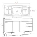 Ver imagem 5 de Balcão Gabinete com Pia Inox 150cm 4 Portas 2 Gavetas Marrocos Preto - Lumil