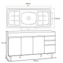 Ver imagem 5 de Balcão Gabinete com Pia Inox 150cm 4 Portas 2 Gavetas Marrocos Preto - Lumil