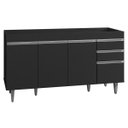 Ver imagem 1 de Balcão Gabinete de Pia 150cm 4 Portas 2 Gavetas Marrocos Preto - Lumil