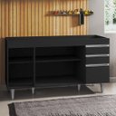 Ver imagem 3 de Balcão Gabinete de Pia 150cm 4 Portas 2 Gavetas Marrocos Preto - Lumil