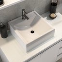 Ver imagem 2 de Conjunto Gabinete Banheiro Completo Prisma 80cm Branco Inteiro com Tampo de Vidro