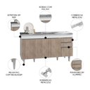 Ver imagem 3 de Balcão Gabinete com Pia Inox 150cm 4 Portas 2 Gavetas Marrocos Branco/castanho - Lumil