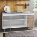 Ver imagem 5 de Balcão Gabinete com Pia Inox 150cm 4 Portas 2 Gavetas Marrocos Branco/castanho - Lumil