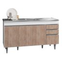 Ver imagem 2 de Balcão Gabinete com Pia Inox 150cm 4 Portas 2 Gavetas Marrocos Branco/castanho - Lumil