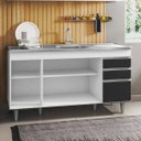 Ver imagem 3 de Balcão Gabinete com Pia Inox 150cm 4 Portas 2 Gavetas Marrocos Branco/preto - Lumil