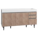 Ver imagem 3 de Balcão Gabinete de Pia 150cm 4 Portas 2 Gavetas Marrocos Branco/castanho - Lumil