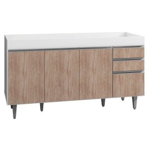 Balcão Gabinete de Pia 150cm 4 Portas 2 Gavetas Marrocos Branco/castanho - Lumil