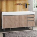Ver imagem 2 de Balcão Gabinete de Pia 150cm 4 Portas 2 Gavetas Marrocos Branco/castanho - Lumil