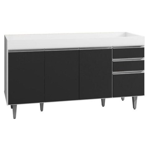 Balcão Gabinete de Pia 150cm 4 Portas 2 Gavetas Marrocos Branco/preto - Lumil