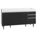 Ver imagem 1 de Balcão Gabinete de Pia 150cm 4 Portas 2 Gavetas Marrocos Branco/preto - Lumil