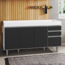 Ver imagem 2 de Balcão Gabinete de Pia 150cm 4 Portas 2 Gavetas Marrocos Branco/preto - Lumil