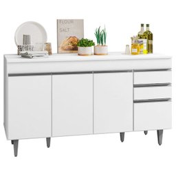 Balcão Gabinete de Pia com Tampo 150cm 4 Portas 2 Gavetas Marrocos Branco - Lumil - 2