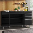 Ver imagem 3 de Balcão Gabinete de Pia com Tampo 150cm 4 Portas 2 Gavetas Marrocos Preto - Lumil