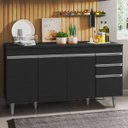 Ver imagem 2 de Balcão Gabinete de Pia com Tampo 150cm 4 Portas 2 Gavetas Marrocos Preto - Lumil