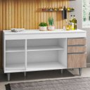 Ver imagem 3 de Balcão Gabinete de Pia com Tampo 150cm 4 Portas 2 Gavetas Marrocos Branco/Castanho - Lumil