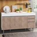 Ver imagem 2 de Balcão Gabinete de Pia com Tampo 150cm 4 Portas 2 Gavetas Marrocos Branco/Castanho - Lumil