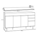 Ver imagem 5 de Balcão Gabinete de Pia com Tampo 150cm 4 Portas 2 Gavetas Marrocos Branco/Castanho - Lumil