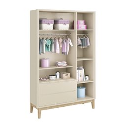 Jogo de Quarto Infantil Classic Guarda Roupa 3 Portas e Cômoda 6 Gavetas Areia Fosco com Pés - 3