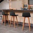 Ver imagem 2 de Kit 4 Banquetas Baixas Linea Aço Cobre para Cozinha Balcao Ilha Gourmet Design - Preto Assento